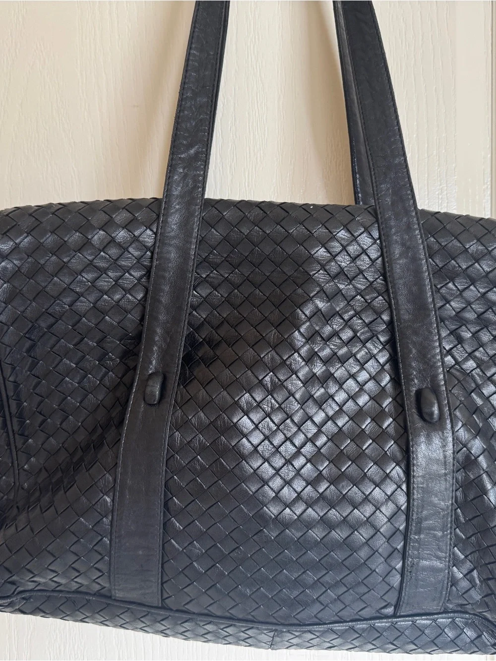 Bottega Veneta Black Intrecciato Woven Leather Shoulder Bag